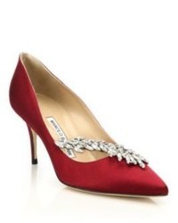 Burgundy Satin Pumps