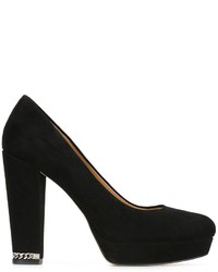 Black Chunky Suede Pumps