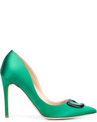 Green Satin Pumps