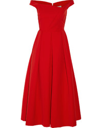 Red Pleated Midi Dress