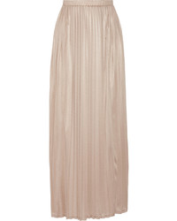 Tan Pleated Maxi Skirt