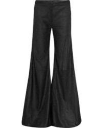 Black Leather Wide Leg Pants