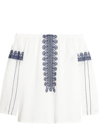 White Embroidered Off Shoulder Top