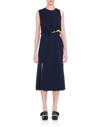 Navy Silk Midi Dress
