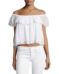 White Eyelet Off Shoulder Top