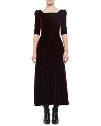 Burgundy Velvet Midi Dress