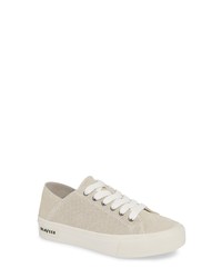 Beige Canvas Low Top Sneakers