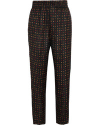 Black Print Tapered Pants