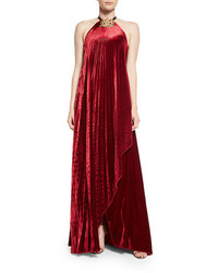 Burgundy Velvet Evening Dress