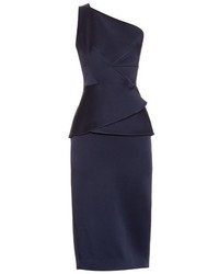 Navy Satin Sheath Dress