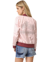 Pink Satin Bomber Jacket