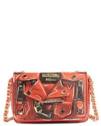 Orange Print Leather Crossbody Bag