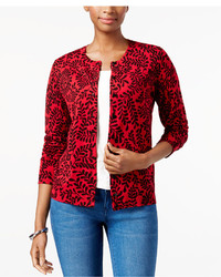 Red Print Cardigan