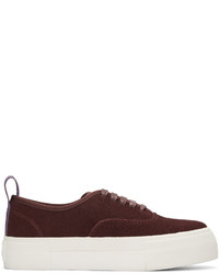 Burgundy Suede Low Top Sneakers