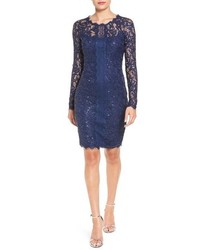 Navy Sequin Sheath Dress