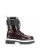 Burgundy Leather Lace-up Flat Boots
