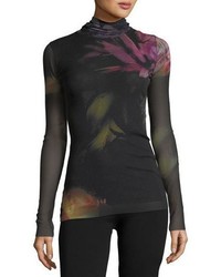 Black Floral Turtleneck