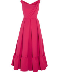 Hot Pink Pleated Midi Dress