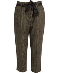 Brown Check Tapered Pants