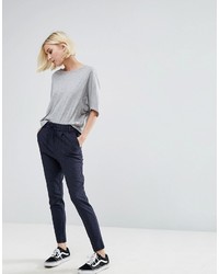 Navy Vertical Striped Skinny Pants