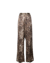Brown Leopard Wide Leg Pants