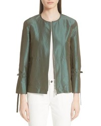 Green Satin Bomber Jacket