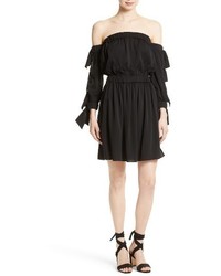 Black Silk Off Shoulder Dress
