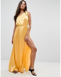 Yellow Satin Maxi Dress