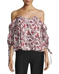 Red Floral Off Shoulder Top