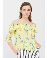 Yellow Floral Off Shoulder Top