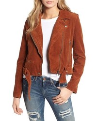 Tobacco Suede Biker Jacket