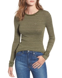 Olive Horizontal Striped Long Sleeve T-shirt