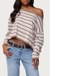 Multi colored Horizontal Striped Off Shoulder Top