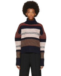 Multi colored Horizontal Striped Turtleneck