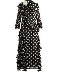 Black and White Polka Dot Evening Dress