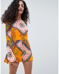 Orange Print Playsuit
