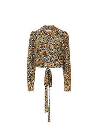 Brown Leopard Long Sleeve Blouse