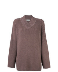 Brown Knit Oversized Sweater