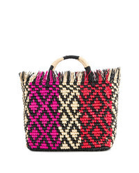 Multi colored Straw Tote Bag