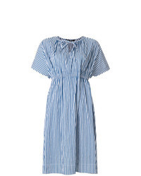 Blue Vertical Striped Midi Dress