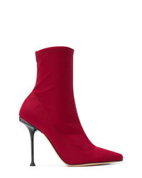 Red Elastic Ankle Boots