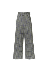 Grey Plaid Wide Leg Pants