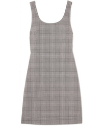Grey Plaid Overall Dress