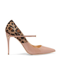 Beige Leopard Calf Hair Pumps