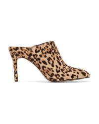 Tan Leopard Calf Hair Mules