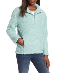 Light Blue Fleece Zip Neck Sweater