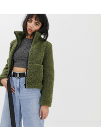 Olive Fleece Bomber Jacket