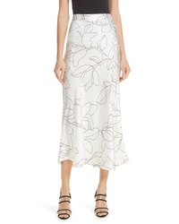 White Silk Midi Skirt