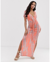 Orange Tie-Dye Maxi Dress