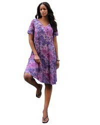 Light Violet Tie-Dye Swing Dress